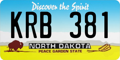 ND license plate KRB381