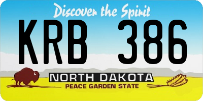 ND license plate KRB386