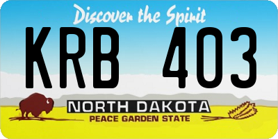 ND license plate KRB403