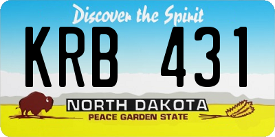 ND license plate KRB431