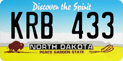 ND license plate KRB433