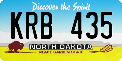 ND license plate KRB435