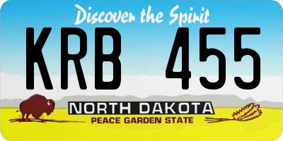 ND license plate KRB455