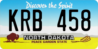 ND license plate KRB458
