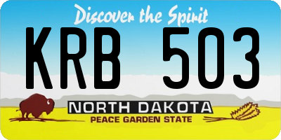 ND license plate KRB503