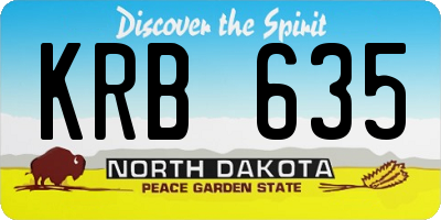 ND license plate KRB635