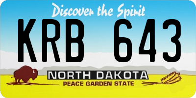 ND license plate KRB643