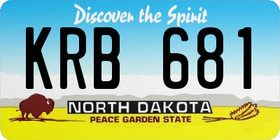 ND license plate KRB681