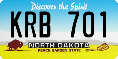 ND license plate KRB701