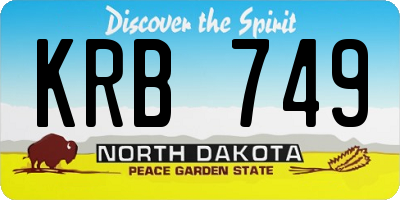 ND license plate KRB749