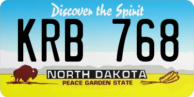 ND license plate KRB768