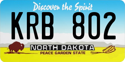 ND license plate KRB802