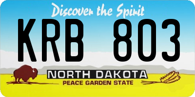 ND license plate KRB803