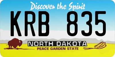 ND license plate KRB835