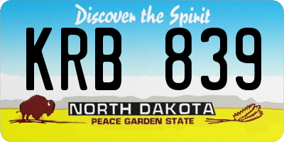 ND license plate KRB839