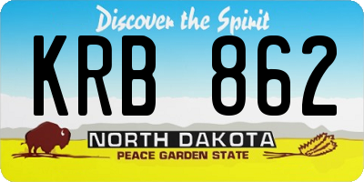 ND license plate KRB862