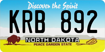 ND license plate KRB892