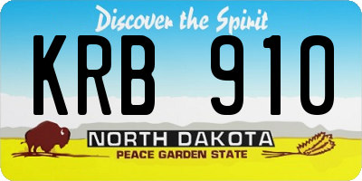 ND license plate KRB910
