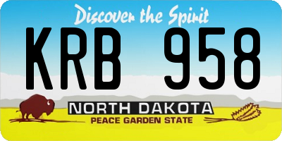 ND license plate KRB958