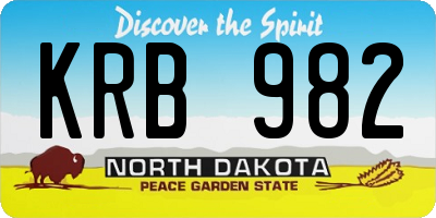ND license plate KRB982