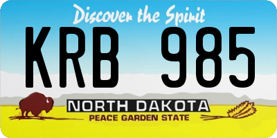 ND license plate KRB985
