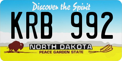 ND license plate KRB992