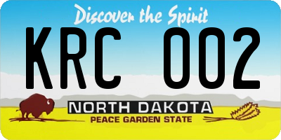 ND license plate KRC002
