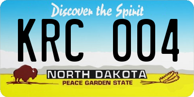 ND license plate KRC004