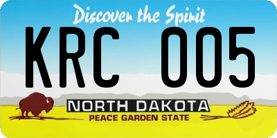 ND license plate KRC005