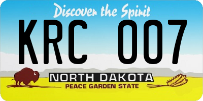 ND license plate KRC007