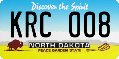 ND license plate KRC008