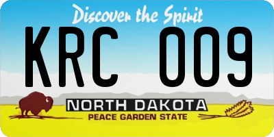 ND license plate KRC009