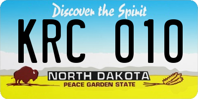 ND license plate KRC010
