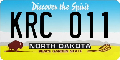 ND license plate KRC011