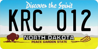 ND license plate KRC012