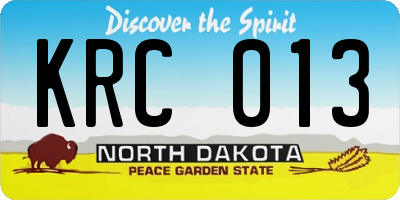 ND license plate KRC013