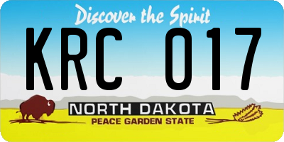 ND license plate KRC017
