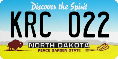 ND license plate KRC022