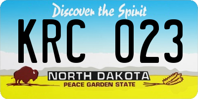 ND license plate KRC023