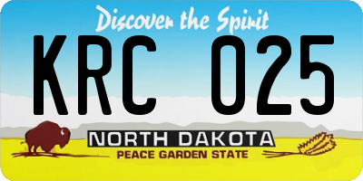 ND license plate KRC025