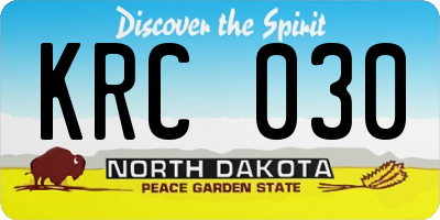 ND license plate KRC030