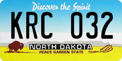 ND license plate KRC032