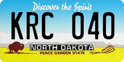 ND license plate KRC040