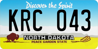 ND license plate KRC043