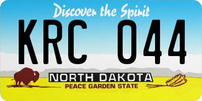 ND license plate KRC044