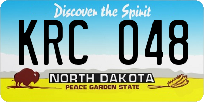 ND license plate KRC048