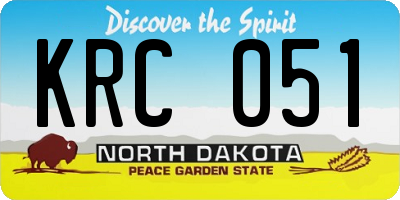 ND license plate KRC051