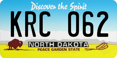ND license plate KRC062