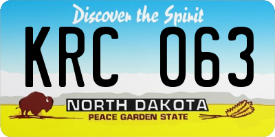 ND license plate KRC063