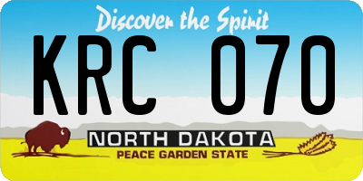 ND license plate KRC070